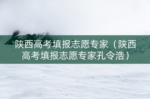 陕西高考填报志愿专家（陕西高考填报志愿专家孔令浩）