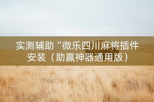 实测辅助“微乐四川麻将插件安装（助赢神器通用版）