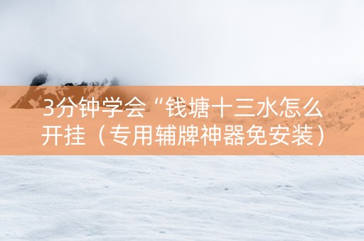 3分钟学会“钱塘十三水怎么开挂（专用辅牌神器免安装）