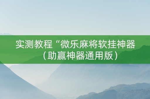 实测教程“微乐麻将软挂神器（助赢神器通用版）