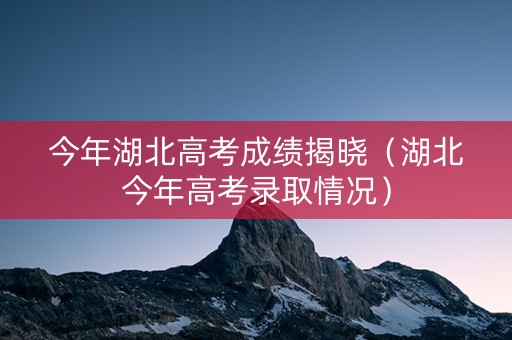 今年湖北高考成绩揭晓（湖北今年高考录取情况）