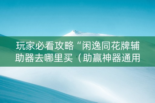 玩家必看攻略“闲逸同花牌辅助器去哪里买（助赢神器通用版）