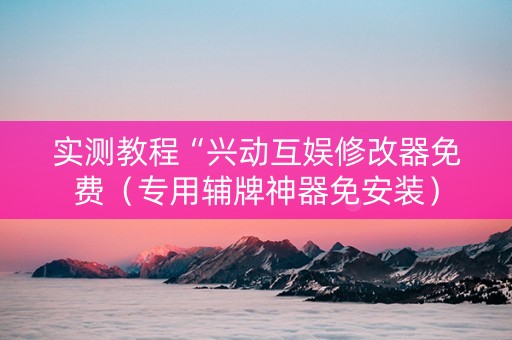 实测教程“兴动互娱修改器免费（专用辅牌神器免安装）