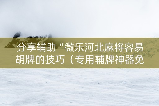分享辅助“微乐河北麻将容易胡牌的技巧（专用辅牌神器免安装）