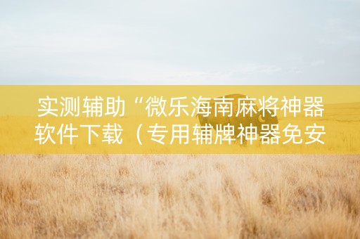 实测辅助“微乐海南麻将神器软件下载（专用辅牌神器免安装）