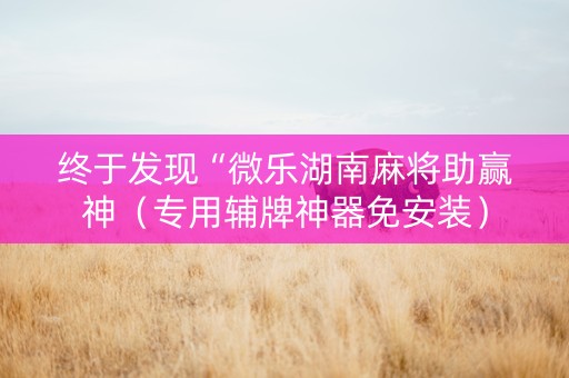 终于发现“微乐湖南麻将助赢神（专用辅牌神器免安装）