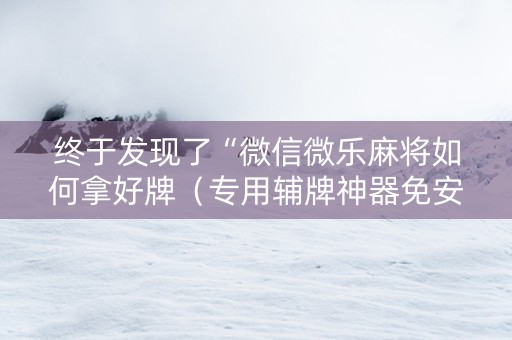 终于发现了“微信微乐麻将如何拿好牌（专用辅牌神器免安装）