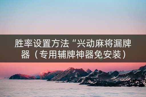 胜率设置方法“兴动麻将漏牌器（专用辅牌神器免安装）