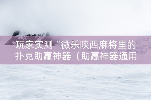 玩家实测“微乐陕西麻将里的扑克助赢神器（助赢神器通用版）