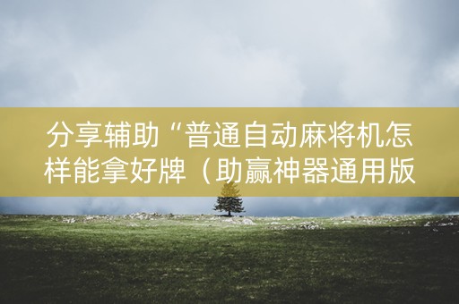 分享辅助“普通自动麻将机怎样能拿好牌（助赢神器通用版）