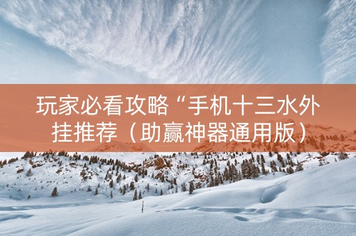玩家必看攻略“手机十三水外挂推荐（助赢神器通用版）