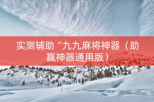 实测辅助“九九麻将神器（助赢神器通用版）