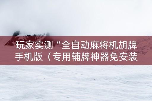 玩家实测“全自动麻将机胡牌手机版（专用辅牌神器免安装）