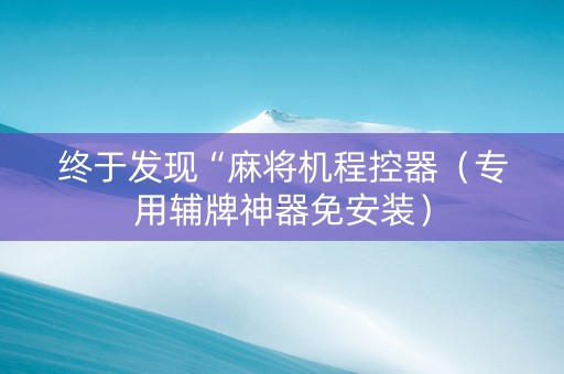终于发现“麻将机程控器（专用辅牌神器免安装）