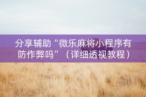 分享辅助“微乐麻将小程序有防作弊吗”（详细透视教程）-哔哩哔哩