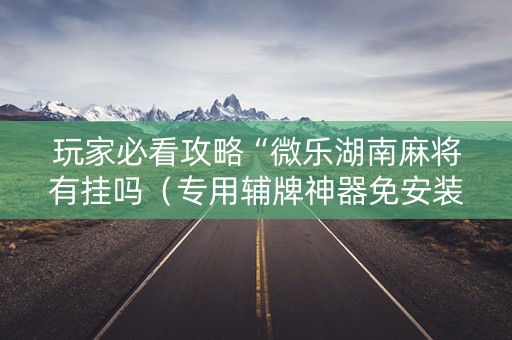 玩家必看攻略“微乐湖南麻将有挂吗（专用辅牌神器免安装）