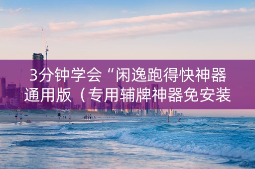 3分钟学会“闲逸跑得快神器通用版（专用辅牌神器免安装）