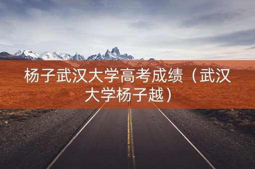 杨子武汉大学高考成绩（武汉大学杨子越）