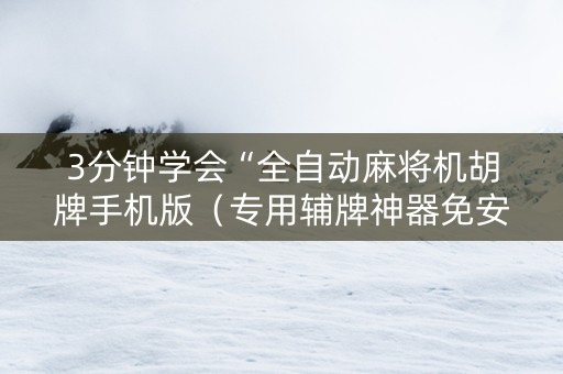 3分钟学会“全自动麻将机胡牌手机版（专用辅牌神器免安装）