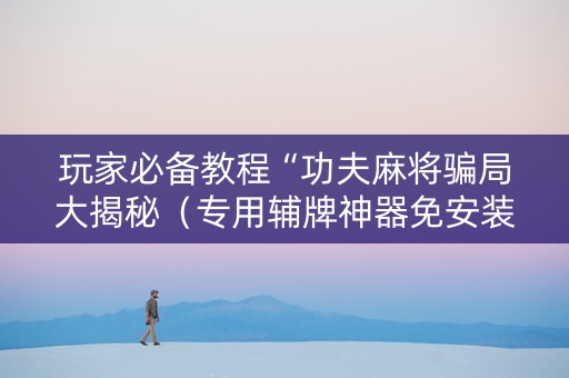 玩家必备教程“功夫麻将骗局大揭秘（专用辅牌神器免安装）