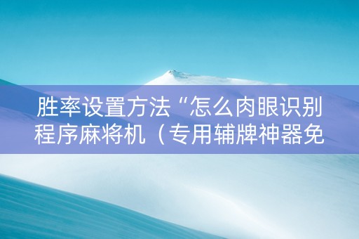 胜率设置方法“怎么肉眼识别程序麻将机（专用辅牌神器免安装）
