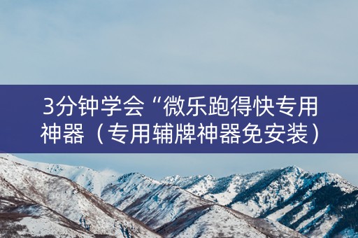 3分钟学会“微乐跑得快专用神器（专用辅牌神器免安装）