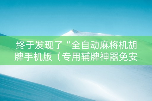 终于发现了“全自动麻将机胡牌手机版（专用辅牌神器免安装）