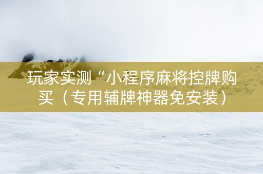 玩家实测“小程序麻将控牌购买（专用辅牌神器免安装）