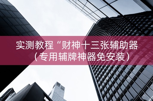 实测教程“财神十三张辅助器（专用辅牌神器免安装）