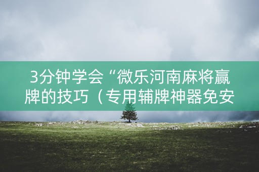 3分钟学会“微乐河南麻将赢牌的技巧（专用辅牌神器免安装）