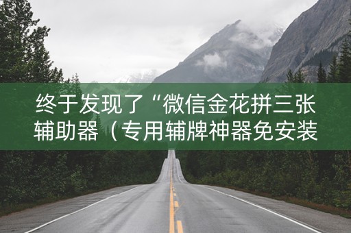 终于发现了“微信金花拼三张辅助器（专用辅牌神器免安装）