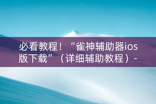 必看教程！“雀神辅助器ios版下载”（详细辅助教程）-哔哩哔哩
