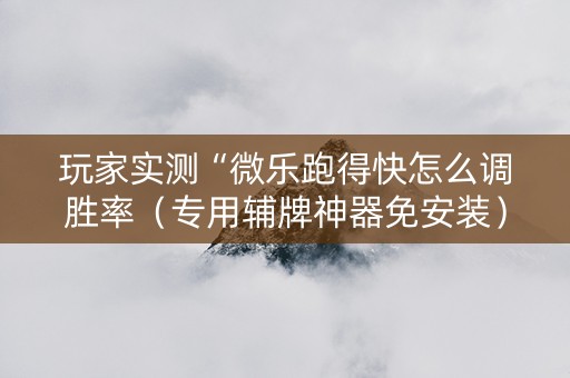 玩家实测“微乐跑得快怎么调胜率（专用辅牌神器免安装）