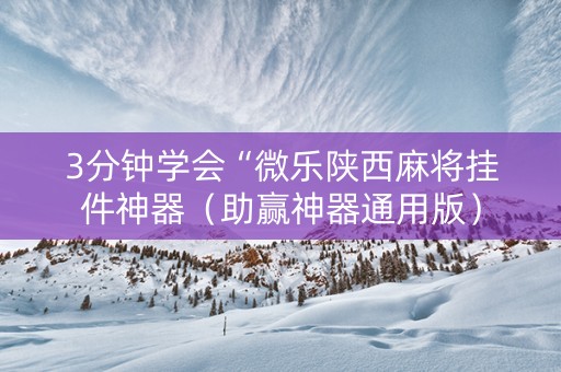 3分钟学会“微乐陕西麻将挂件神器（助赢神器通用版）
