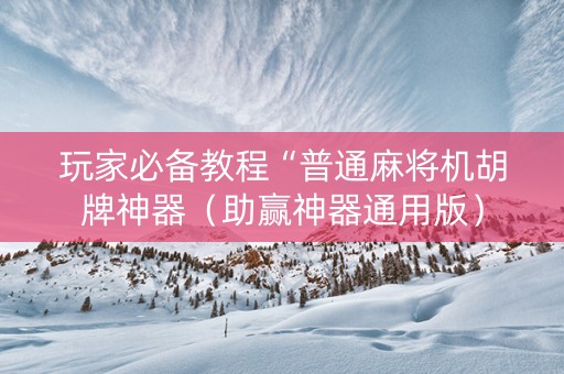 玩家必备教程“普通麻将机胡牌神器（助赢神器通用版）