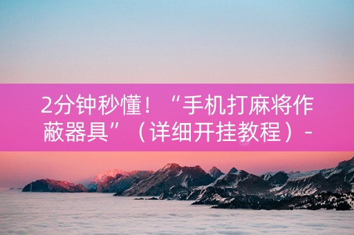 2分钟秒懂！“手机打麻将作蔽器具”（详细开挂教程）-哔哩哔哩