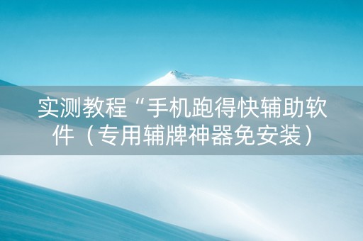 实测教程“手机跑得快辅助软件（专用辅牌神器免安装）