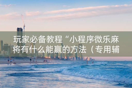 玩家必备教程“小程序微乐麻将有什么能赢的方法（专用辅牌神器免安装）