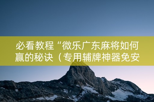 必看教程“微乐广东麻将如何赢的秘诀（专用辅牌神器免安装）