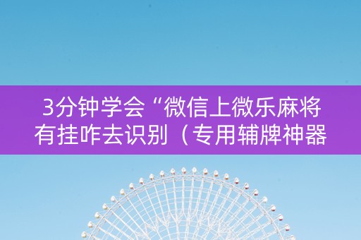 3分钟学会“微信上微乐麻将有挂咋去识别（专用辅牌神器免安装）