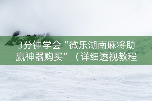 3分钟学会“微乐湖南麻将助赢神器购买”（详细透视教程）-哔哩哔哩