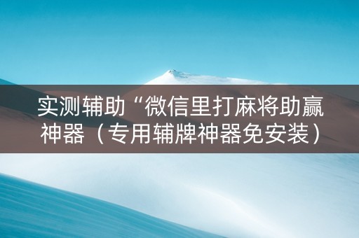 实测辅助“微信里打麻将助赢神器（专用辅牌神器免安装）
