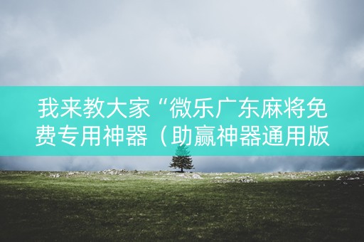 我来教大家“微乐广东麻将免费专用神器（助赢神器通用版）