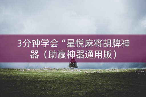 3分钟学会“星悦麻将胡牌神器（助赢神器通用版）