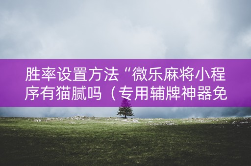 胜率设置方法“微乐麻将小程序有猫腻吗（专用辅牌神器免安装）
