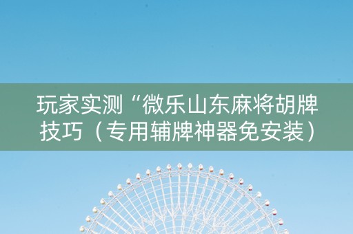 玩家实测“微乐山东麻将胡牌技巧（专用辅牌神器免安装）
