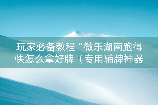 玩家必备教程“微乐湖南跑得快怎么拿好牌（专用辅牌神器免安装）