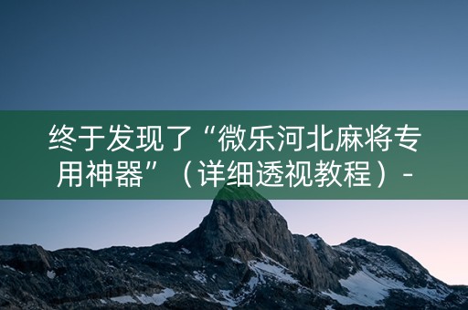 终于发现了“微乐河北麻将专用神器”（详细透视教程）-哔哩哔哩