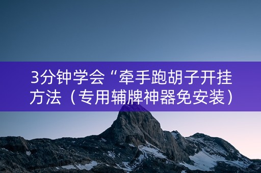 3分钟学会“牵手跑胡子开挂方法（专用辅牌神器免安装）