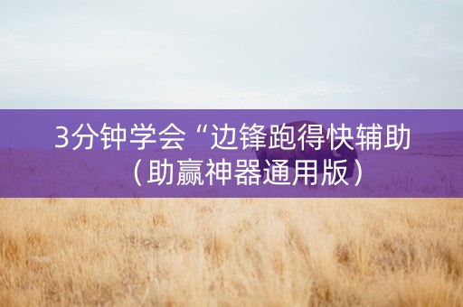 3分钟学会“边锋跑得快辅助（助赢神器通用版）